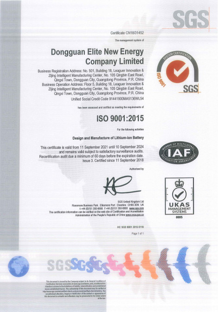 China Shenzhen Elite New Energy Co., Ltd. Certificaciones